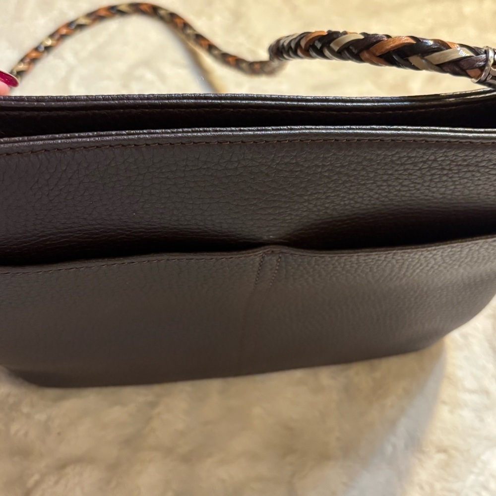 NEW Brighton Barbados Bag Leather Dark Brown Crossbody / Shoulder Braided Strap - Picture 5 of 16